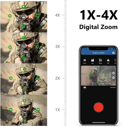 Miniatura 5 de RunCam ScopeCam2 4K Zoom Action Cámara impermeable 4xDigital HD Mini cámara de video con cable de interruptor de grabación
