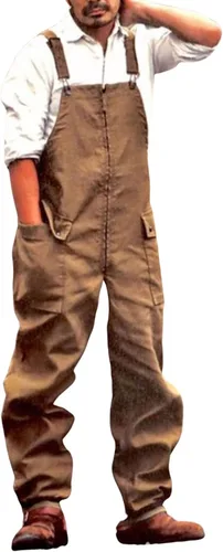 Miniatura 4 de loveimgs Overol con peto grande y alto para hombre, pantalones cargo sueltos de trabajo de una pieza con bolsillos
