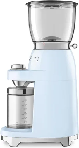 Miniatura 4 de SMEG CGF11 Molinillo de café estilo retro – Molino de fresas con 30 ajustes de molienda, fresas cónicas de acero inoxidable, tolva removible – Azul