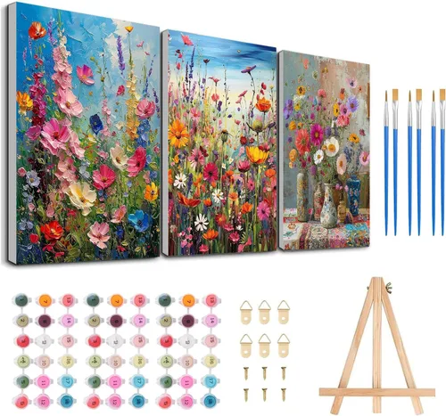 Miniatura 41 de Meothan Kits de pintura por números para adultos enmarcados, pintura de otoño por números para adultos principiantes, kits de pintura de calabaza