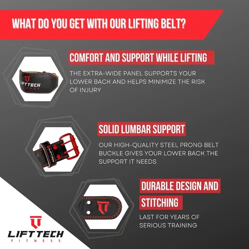 Miniatura 3 de Lift Tech Fitness Cinturón de elevación de cuero acolchado de 6 pulgadas para hombre, cinturón de levantamiento de pesas para hombres, cinturón