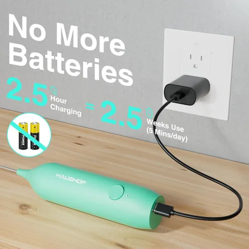 Miniatura 3 de HAUSHOF Potente varita espumadora de leche recargable con soporte, espumador eléctrico de mano, mezclador de bebidas con batidor de acero inoxidable