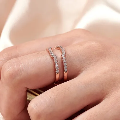 Miniatura 6 de Blongme Anillo de boda curvado de circonita cúbica para mujer, anillo de protección, anillo de compromiso, plata de ley 925, oro rosa, oro amarillo