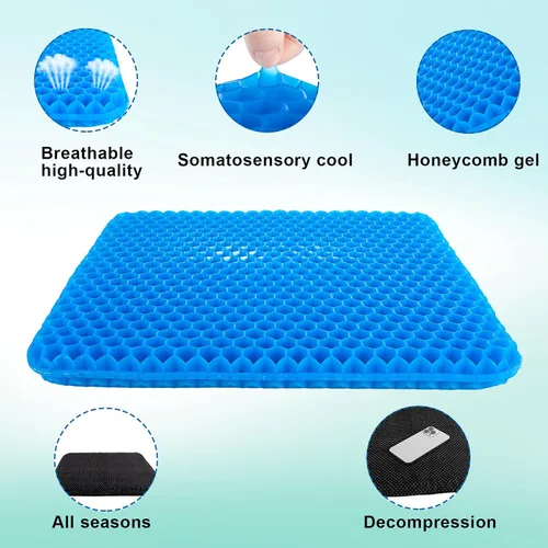 Miniatura 3 de Cojín de gel para sentarse durante mucho tiempo, cojín para silla de oficina extra grande y grueso con diseño de panal para aliviar el dolor