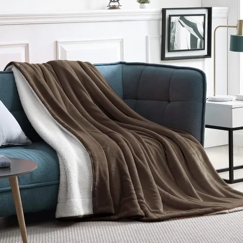 Miniatura 22 de Walensee Manta de Forro Polar Sherpa (Tamaño Individual 60"x80" Coral) Manta Afelpada Peluda Súper Suave Reversible de Microfibra y Franela