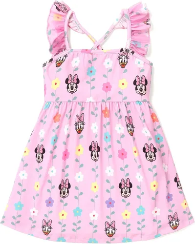 Miniatura 21 de Disney Vestido de princesa Minnie Mouse Frozen Elsa para niñas, con volantes, sin mangas, entrecruzado, ropa de verano para bebé a niño pequeño
