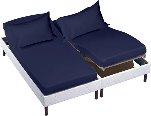 Miniatura 37 de Cottingon Juego de sábanas de 4 piezas de tamaño King con cabezal flexible, sábanas divididas de 34 pulgadas para camas ajustables con números