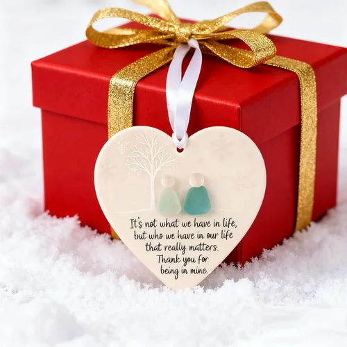 Miniatura 3 de Adornos de la amistad de cristal de mar de 1 pieza, tablero de corazón acrílico con diseño de cristal de mar 3D, para mujeres, adornos de Navidad