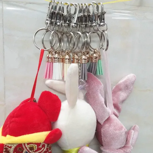Miniatura 5 de 60 piezas de ganchos giratorios premium con anillas para llaves, ganchos de llavero con cierre de langosta de metal para manualidades con cordón