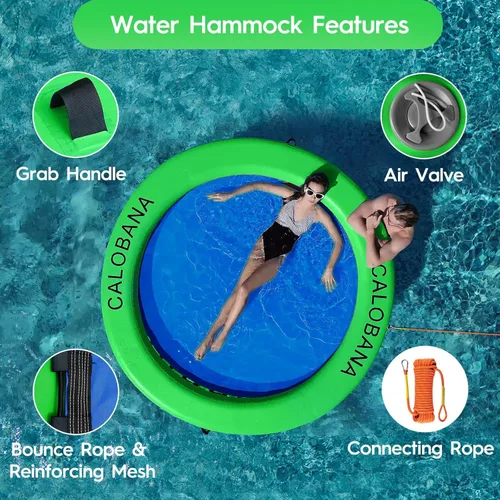 Miniatura 4 de CALOBANA Anillo Flotante Redondo Inflable Hamaca de Agua Flotadores de Río de Alta Resistencia Flotadores de Lago para Adultos Plataforma de Isla