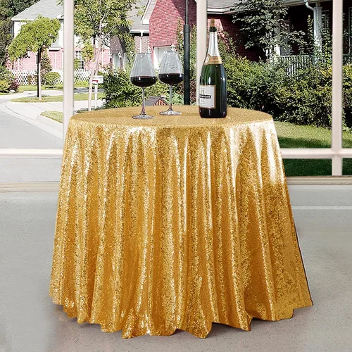 Miniatura 13 de Manteles redondos de lentejuelas negros para fiestas, de 121,9 cm, mantel redondo de purpurina ajustado, pequeño, lindo y dulce, para boda