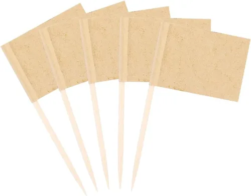 100 banderas en blanco para palillos de dientes, marcadores de queso, etiquetas de alimentos para fiestas, bufé, queso, para charcutería, tabla de