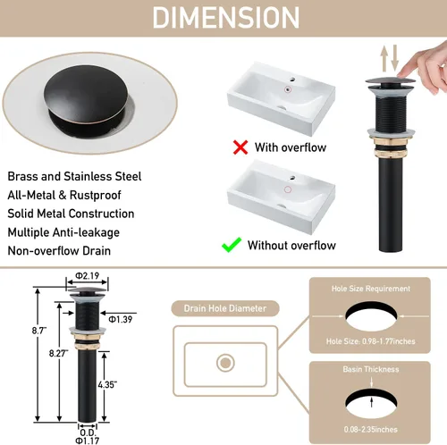 Miniatura 7 de AVSIILE llave LED para fregadero de baño, cascada negra mate, mango de un solo agujero para lavabos, 1 agujero con drenaje desplegable de metal y 2