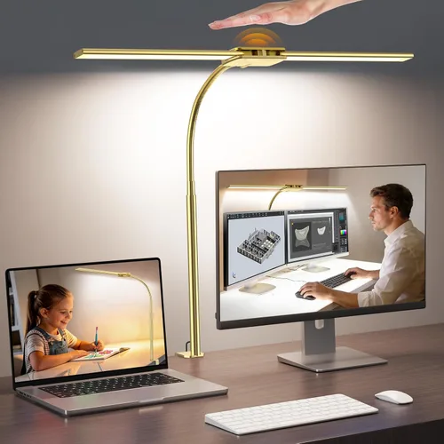 Miniatura 12 de Syrinx - Lámpara de escritorio LED para oficina en casa, lámpara de escritorio de arquitecto con abrazadera, control por gestos/cable, luz
