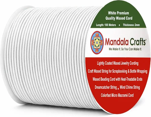 Miniatura 104 de Cuerda Mandala Crafts 0.03 pulgadas 109 yardas para hacer joyería, artesanía, macramé, cuerda de algodón encerado Negro
