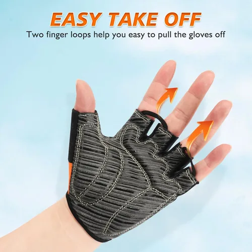 Miniatura 7 de Guantes de ciclismo con almohadilla absorbente de golpes, agarre extra, ajuste flexible, peso ligero, transpirable para hombres y mujeres ciclismo