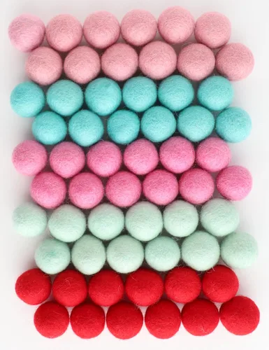 Miniatura 2 de Mini Felt Factory Felt Ball DIY Christmas Garland Wool 60 Poms 1in Red Pink Turqoise Seasonal Home Decor 10 Feet String Craft Supplies