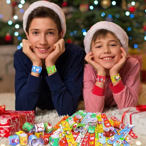 Miniatura 5 de MGparty 72 pulseras de Navidad con bofetadas, juguetes para niños, regalos de fiesta de Navidad, regalos de cumpleaños (Navidad)