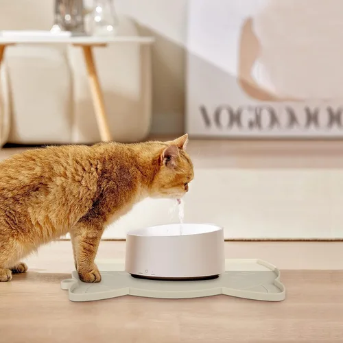 Miniatura 7 de Coomazy Tapete de alimentación para gatos y perros, tapete de silicona antideslizante más grueso con borde elevado, impermeable para alimentos
