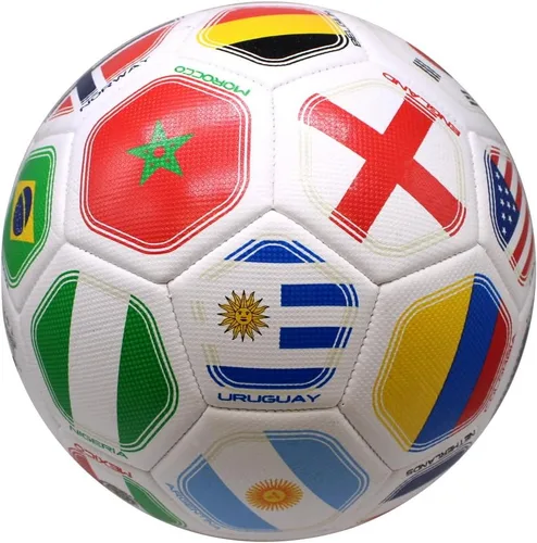 Balón de fútbol al aire libre con bandera del mundo 2026, tamaño 5, grado A, color blanco