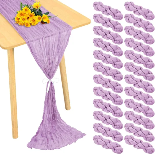 Miniatura 9 de Paquete de 24 caminos de mesa de estopilla de 20 x 120 pulgadas, camino de mesa de tela de queso a granel, romántico, bohemio, tela de gasa Beige