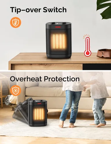 Miniatura 4 de Calentadores de espacio de 1500 W para uso en interiores, calentador portátil de cerámica PTC, calentador de espacio pequeño con termostato, tres