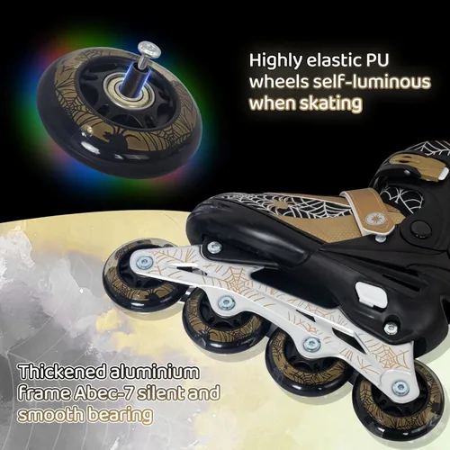 Miniatura 4 de Nattork Patines en línea ajustables para niños con ruedas de poliuretano flash, divertidos patines en línea con ruedas iluminadas, para edades de 4