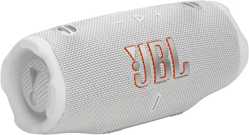 JBL Charge 6 - Altavoz Bluetooth portátil, impermeable y a prueba de caídas, sonido JBL Pro audaz con AI Sound Boost, 28 horas de tiempo de Blanco