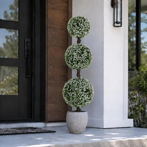 Bornbridge Árbol de bola artificial de aliento de bebé, árbol de bola de aliento de bebé de 4 pies, árboles topiarios para interiores y exteriores,