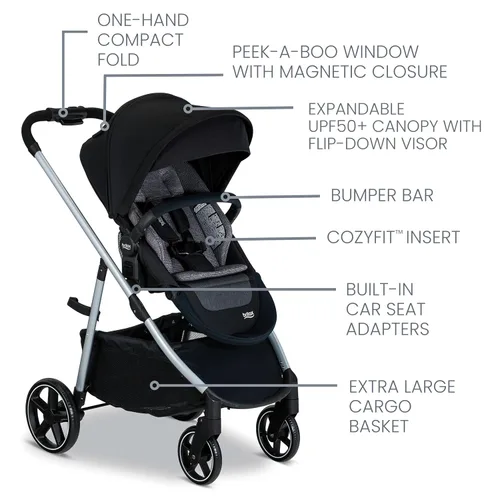 Miniatura 3 de Britax - Sistema de viaje para bebé Willow Grove SC, combinación de silla de auto y cochecito infantil con base Alpine, tecnología ClickTight