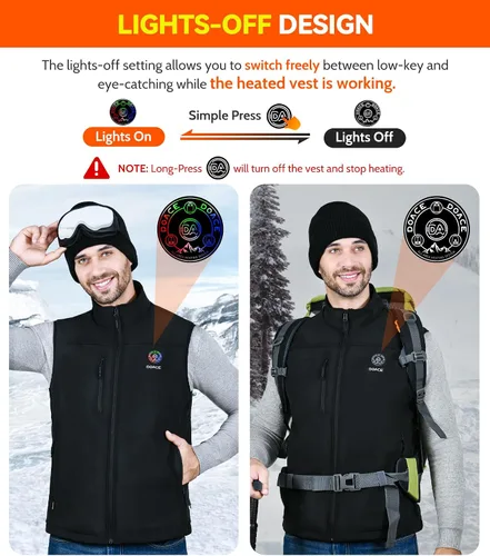 Miniatura 5 de DOACE Chaleco térmico para hombres y mujeres con control de aplicación, chaleco de calefacción eléctrico inteligente con batería, chaqueta térmica