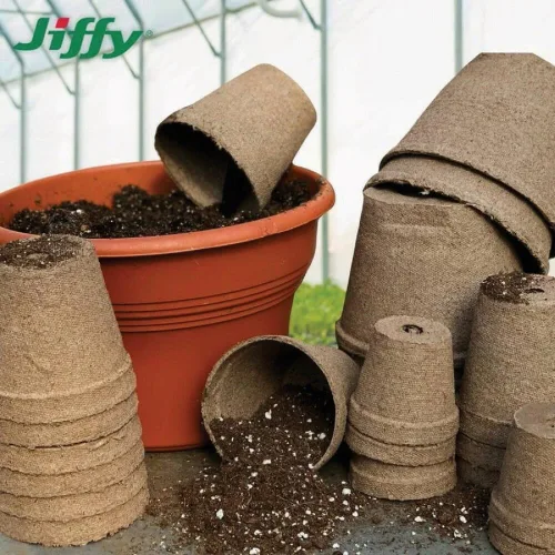Miniatura 4 de Jiffy Macetas biodegradables orgánicas para plántulas, orificio de drenaje, 3 pulgadas, paquete de 22 unidades, turba Marrón