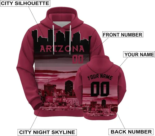 Miniatura 51 de Custom Football Hoodies City Night Skyline Personalized Sweatshirt Name Number Fan Gift Pullover for Men Women Youth