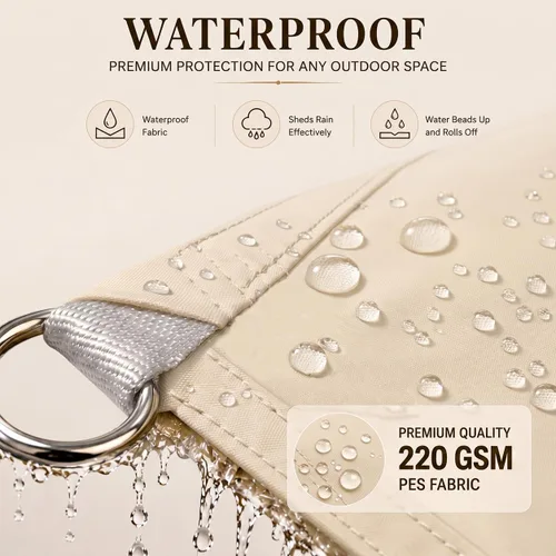 Miniatura 3 de ColourTree 6' x 6' Tamaño Personalizado Beige TADS9.5 Toldo Cuadrado Impermeable UPF50 Toldo de Sombra, 95% de Bloqueo UV y Resistente al Agua