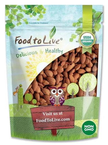 Food to Live Almendras enteras orgánicas tostadas en seco con sal del Himalaya, 12 onzas sin OMG, tostadas al horno, ligeramente saladas, sin aceite
