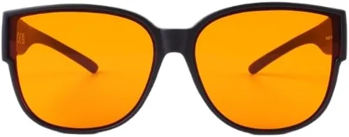 BRADDELL OPTICS Bloqueo de luz azul UV con clip ámbar para colocar sobre los lentes para conducir faros delanteros de automóvil deslumbramiento y