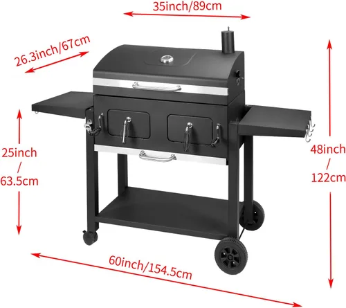 Miniatura 6 de Kendane Parrilla de carbón para barbacoa al aire libre, área de cocina extra grande de 794 pulgadas cuadradas con dos bandejas de carbón