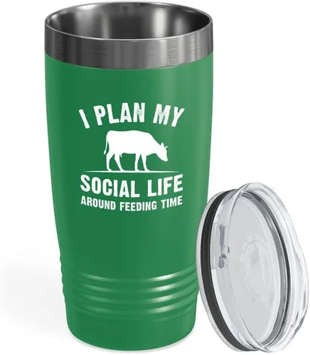 Miniatura 15 de Dairy Farmer - Vaso vikingo negro de 20 onzas – I Plan My Social Life – Farmhouse Country Boy Girl Tractor Flower Valley Backyard Cluck Hens Barn