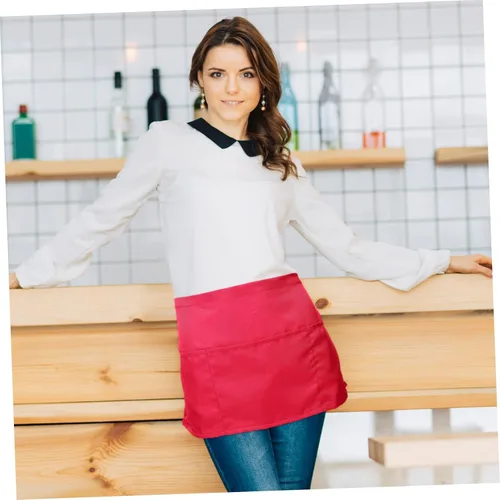 Miniatura 6 de VALICLUD Half Server Apron with Double Pockets Stain and Water Resistant Kitchen Apron for Chefs and Waitstaff Restaurants and Coffee Shops