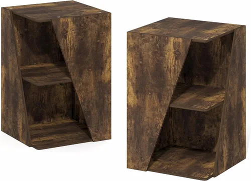 Miniatura 7 de Furinno ECON - Estantería apilable 2 en 1, estantería esquinera de 4 niveles con estante de exhibición, 16.1 x 16.1 x 49.1 pulgadas, para sala