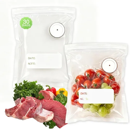 Miniatura 8 de Sellador al vacío compacto para alimentos, máquina selladora al vacío de mano con 10 bolsas reutilizables, sellador automático portátil de alimentos