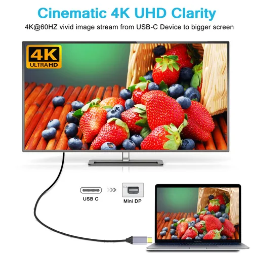 Miniatura 2 de Cable USB C a Mini DisplayPort, tipo C (Thunderbolt 3) a Mini DisplayPort 4K a 60Hz compatible con MacBook Pro/Air/iMac/Mac Mini/Surface a Mini DP
