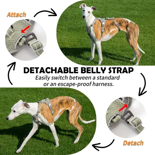 Miniatura 3 de Huntboo Arnés para perro a prueba de escapes, sin tirones, antideslizante, totalmente reflectante, diseño ajustable de 7 puntos para perros