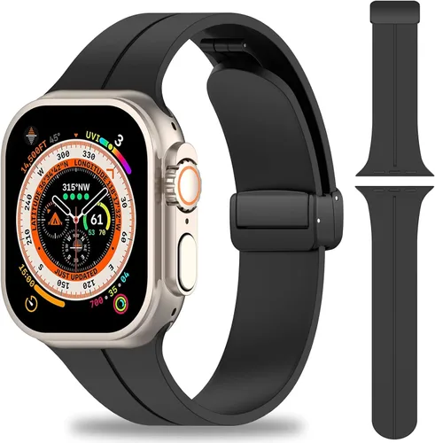 Miimall Correa de silicona para Apple Watch de 1.496 pulgadas, 1.575 pulgadas, 1.614 pulgadas, para mujeres y hombres, hebilla magnética, de