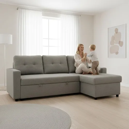 Miniatura 4 de Container Furniture Direct Sofá cama convertible en forma de L Sofá cama modular extraíble que ahorra espacio para apartamentos y salas de estar