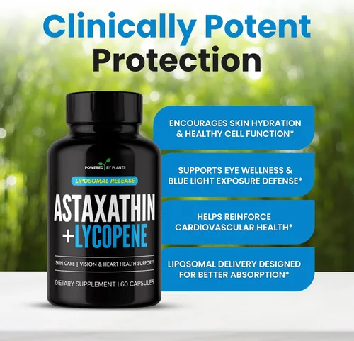 Miniatura 3 de Astaxantina liposomal 24 mg + licopeno 50 mg - 60 cápsulas Potente antioxidante para ojos, piel, corazón e inmune Complejo de microalgas