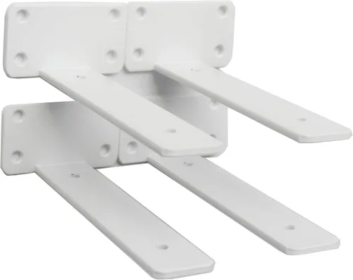 Miniatura 67 de Paquete de 2 - Soportes de estante en L ocultos negros de 4 pulgadas (1/5 pulgada de grosor) Soportes de estante flotante de hierro Soportes