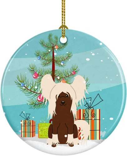 Miniatura 68 de Caroline's Treasures Adorno de cerámica para árbol de Navidad, Laika Spitz de Siberia Occidental, decoración colgante para árbol de Navidad