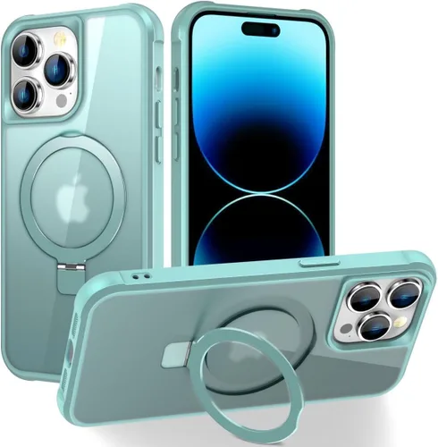 Miniatura 142 de CHAOFEnG Funda magnética compatible con iPhone 11 con soporte, prueba de caídas de grado militar, compatible con imán, anillo translúcido, parte