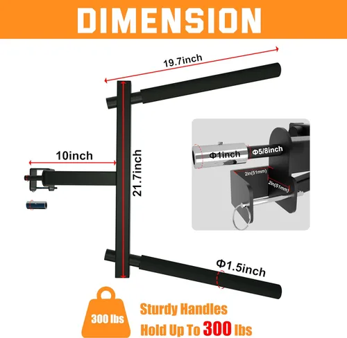 Miniatura 2 de Dip Bar Attachment for 2"x2" Squat Rack, Heavy Duty Power Rack Attachment with 5/8" or 1" Hole Para 2"x2" Rack con 5/8" o 1" agujero